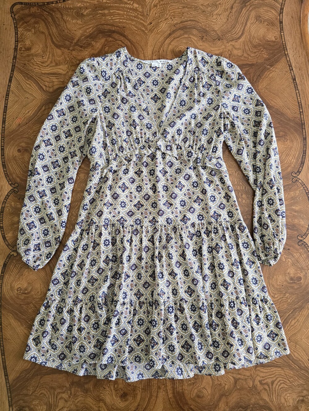Veronica Beard Delray Boho Printed Silk Tiered Mini Dress Womens Size 2